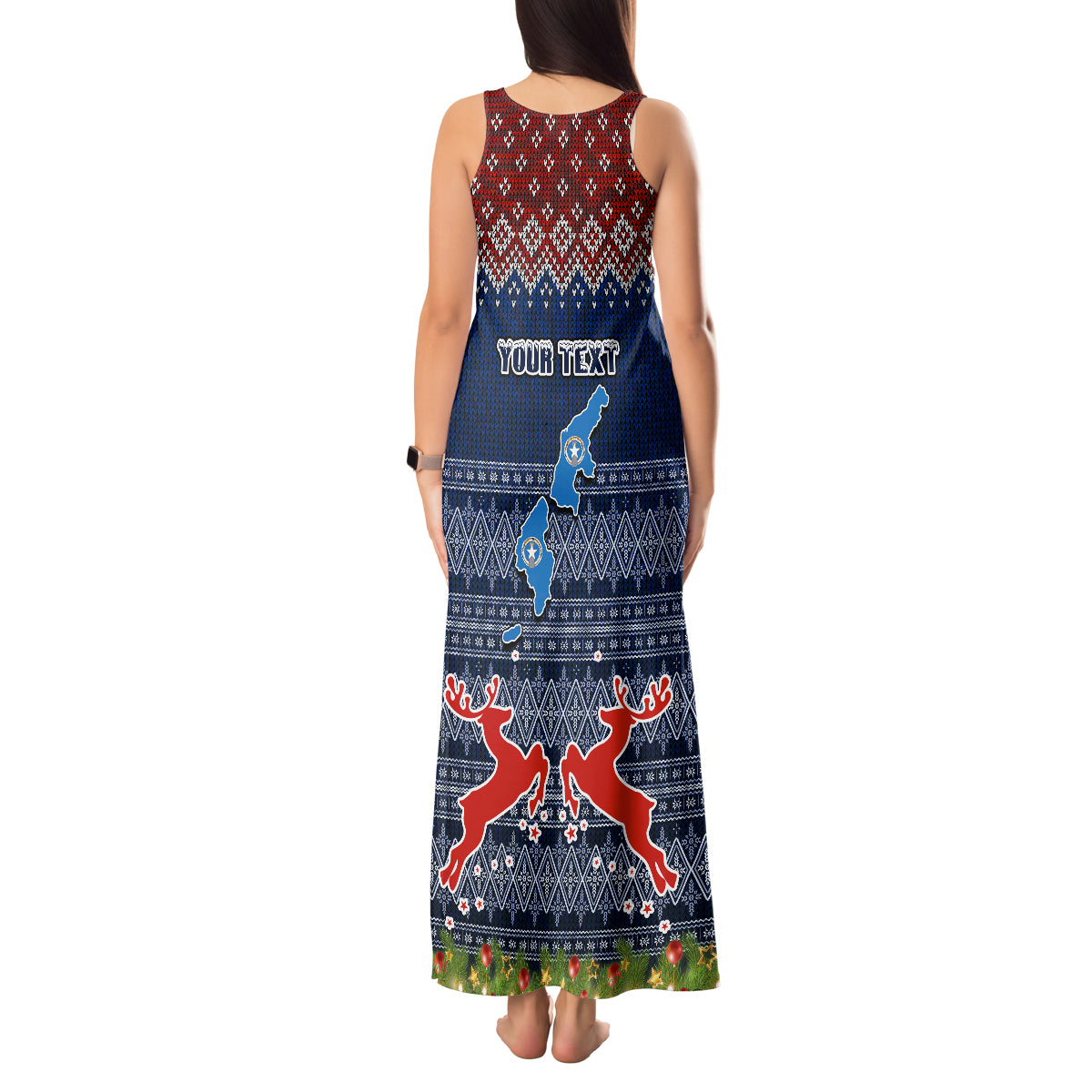 personalised-northern-mariana-islands-christmas-tank-maxi-dress-coat-of-arms-and-map-beautiful-merry-xmas-snowflake