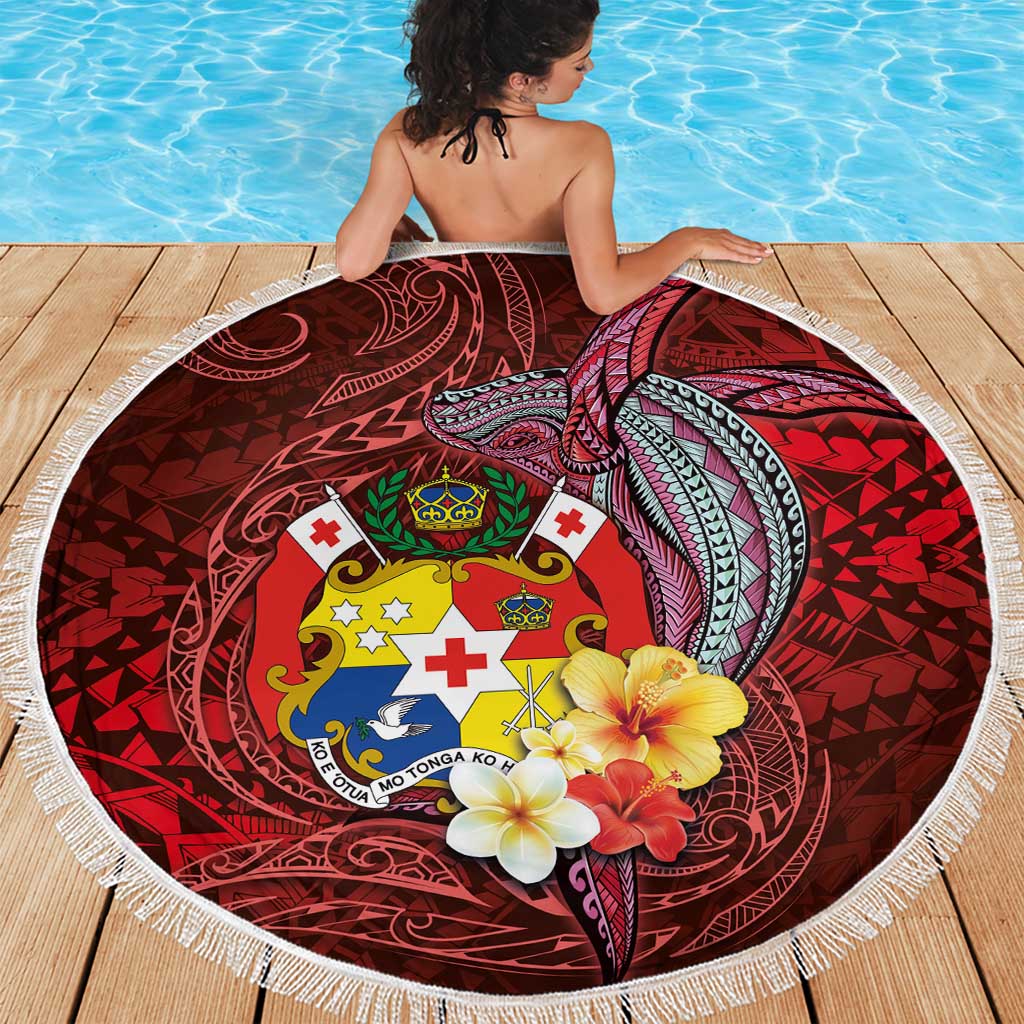 Tonga Humpback Whale Beach Blanket National Seal with Hibiscus and Polynesian Tattoo LT03 - Polynesian Pride