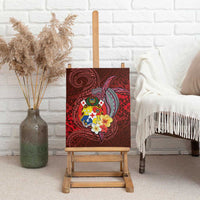 Tonga Humpback Whale Canvas Wall Art National Seal with Hibiscus and Polynesian Tattoo LT03 - Polynesian Pride