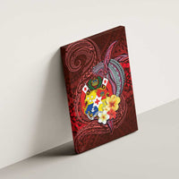 Tonga Humpback Whale Canvas Wall Art National Seal with Hibiscus and Polynesian Tattoo LT03 - Polynesian Pride