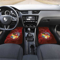 Tonga Humpback Whale Car Mats National Seal with Hibiscus and Polynesian Tattoo LT03 Set 2pcs - Front Red - Polynesian Pride