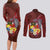 Tonga Humpback Whale Couples Matching Long Sleeve Bodycon Dress and Long Sleeve Button Shirt National Seal with Hibiscus and Polynesian Tattoo