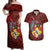 Tonga Humpback Whale Couples Matching Off Shoulder Maxi Dress and Hawaiian Shirt National Seal with Hibiscus and Polynesian Tattoo