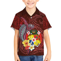 Tonga Humpback Whale Family Matching Long Sleeve Bodycon Dress and Hawaiian Shirt National Seal with Hibiscus and Polynesian Tattoo