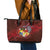 Tonga Humpback Whale Leather Tote Bag National Seal with Hibiscus and Polynesian Tattoo