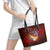 Tonga Humpback Whale Leather Tote Bag National Seal with Hibiscus and Polynesian Tattoo