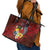 Tonga Humpback Whale Leather Tote Bag National Seal with Hibiscus and Polynesian Tattoo