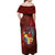 Tonga Humpback Whale Off Shoulder Maxi Dress National Seal with Hibiscus and Polynesian Tattoo