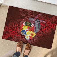 Tonga Humpback Whale Rubber Doormat National Seal with Hibiscus and Polynesian Tattoo LT03 - Polynesian Pride