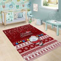Palau Christmas Area Rug Snowman and Palau Coat of Arms Maori Tribal Xmas Style LT03 - Polynesian Pride