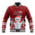Palau Christmas Baseball Jacket Snowman and Palau Coat of Arms Maori Tribal Xmas Style LT03 Unisex Red - Polynesian Pride