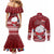 Palau Christmas Couples Matching Mermaid Dress and Long Sleeve Button Shirt Snowman and Palau Coat of Arms Maori Tribal Xmas Style LT03 - Polynesian Pride