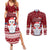 Palau Christmas Couples Matching Summer Maxi Dress and Long Sleeve Button Shirt Snowman and Palau Coat of Arms Maori Tribal Xmas Style LT03 Red - Polynesian Pride