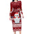 Palau Christmas Long Sleeve Bodycon Dress Snowman and Palau Coat of Arms Maori Tribal Xmas Style LT03 Long Dress Red - Polynesian Pride