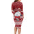 Palau Christmas Long Sleeve Bodycon Dress Snowman and Palau Coat of Arms Maori Tribal Xmas Style LT03 - Polynesian Pride