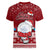 Palau Christmas Women V Neck T Shirt Snowman and Palau Coat of Arms Maori Tribal Xmas Style LT03 - Polynesian Pride