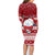 Personalised Palau Christmas Family Matching Long Sleeve Bodycon Dress and Hawaiian Shirt Snowman and Palau Coat of Arms Maori Tribal Xmas Style LT03 - Polynesian Pride