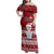 Personalised Palau Christmas Family Matching Off Shoulder Maxi Dress and Hawaiian Shirt Snowman and Palau Coat of Arms Maori Tribal Xmas Style LT03 Mom's Dress Red - Polynesian Pride