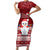 Personalised Palau Christmas Family Matching Short Sleeve Bodycon Dress and Hawaiian Shirt Snowman and Palau Coat of Arms Maori Tribal Xmas Style LT03 Mom's Dress Red - Polynesian Pride