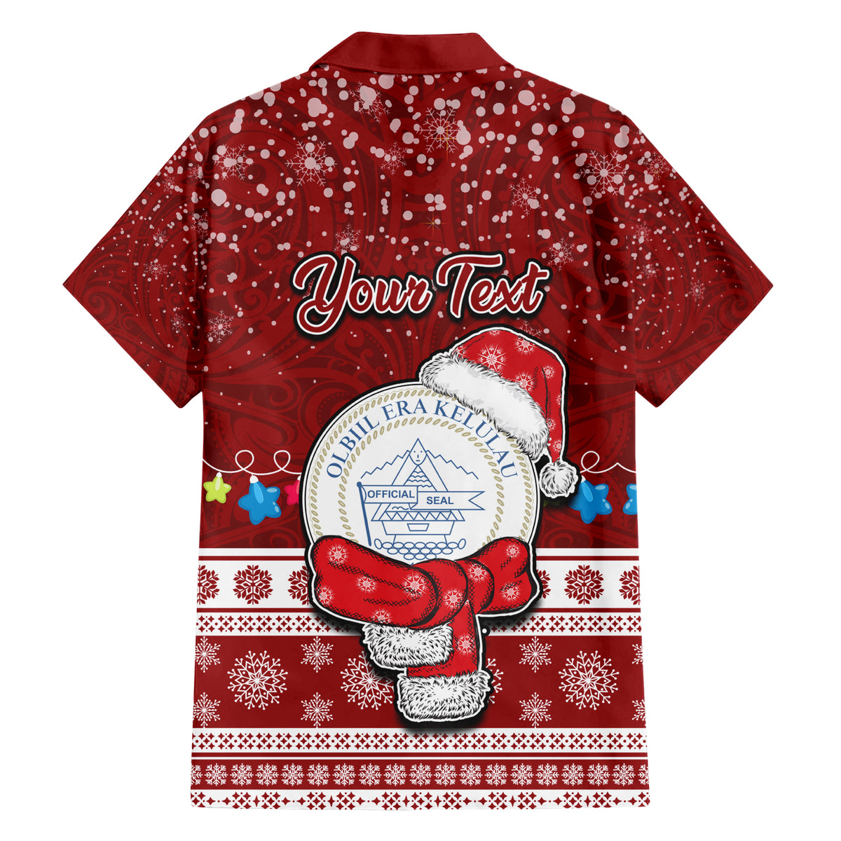 Personalised Palau Christmas Hawaiian Shirt Snowman and Palau Coat of Arms Maori Tribal Xmas Style LT03 - Polynesian Pride
