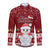 Personalised Palau Christmas Long Sleeve Button Shirt Snowman and Palau Coat of Arms Maori Tribal Xmas Style LT03 Unisex Red - Polynesian Pride