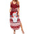 Personalised Palau Christmas Summer Maxi Dress Snowman and Palau Coat of Arms Maori Tribal Xmas Style LT03 Women Red - Polynesian Pride