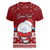 Personalised Palau Christmas Women V Neck T Shirt Snowman and Palau Coat of Arms Maori Tribal Xmas Style LT03 - Polynesian Pride