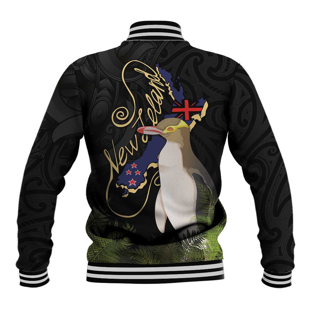 New Zealand Hoiho Baseball Jacket Maori Art Tattoo and Silver Fern LT03 - Polynesian Pride