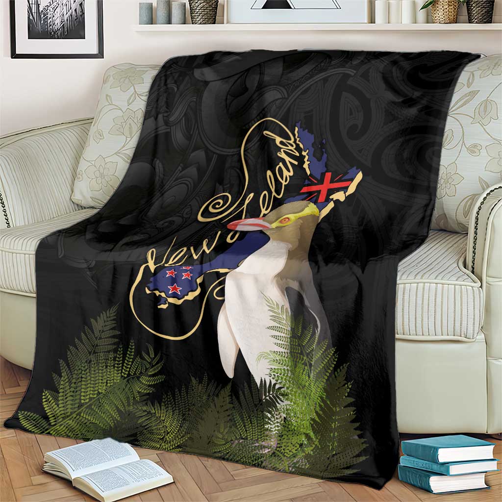 New Zealand Hoiho Blanket Maori Art Tattoo and Silver Fern LT03 - Polynesian Pride
