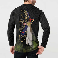 New Zealand Hoiho Button Sweatshirt Maori Art Tattoo and Silver Fern LT03 - Polynesian Pride