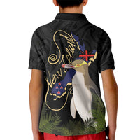 New Zealand Hoiho Kid Polo Shirt Maori Art Tattoo and Silver Fern