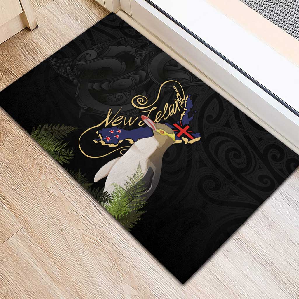 New Zealand Hoiho Rubber Doormat Maori Art Tattoo and Silver Fern LT03 - Polynesian Pride