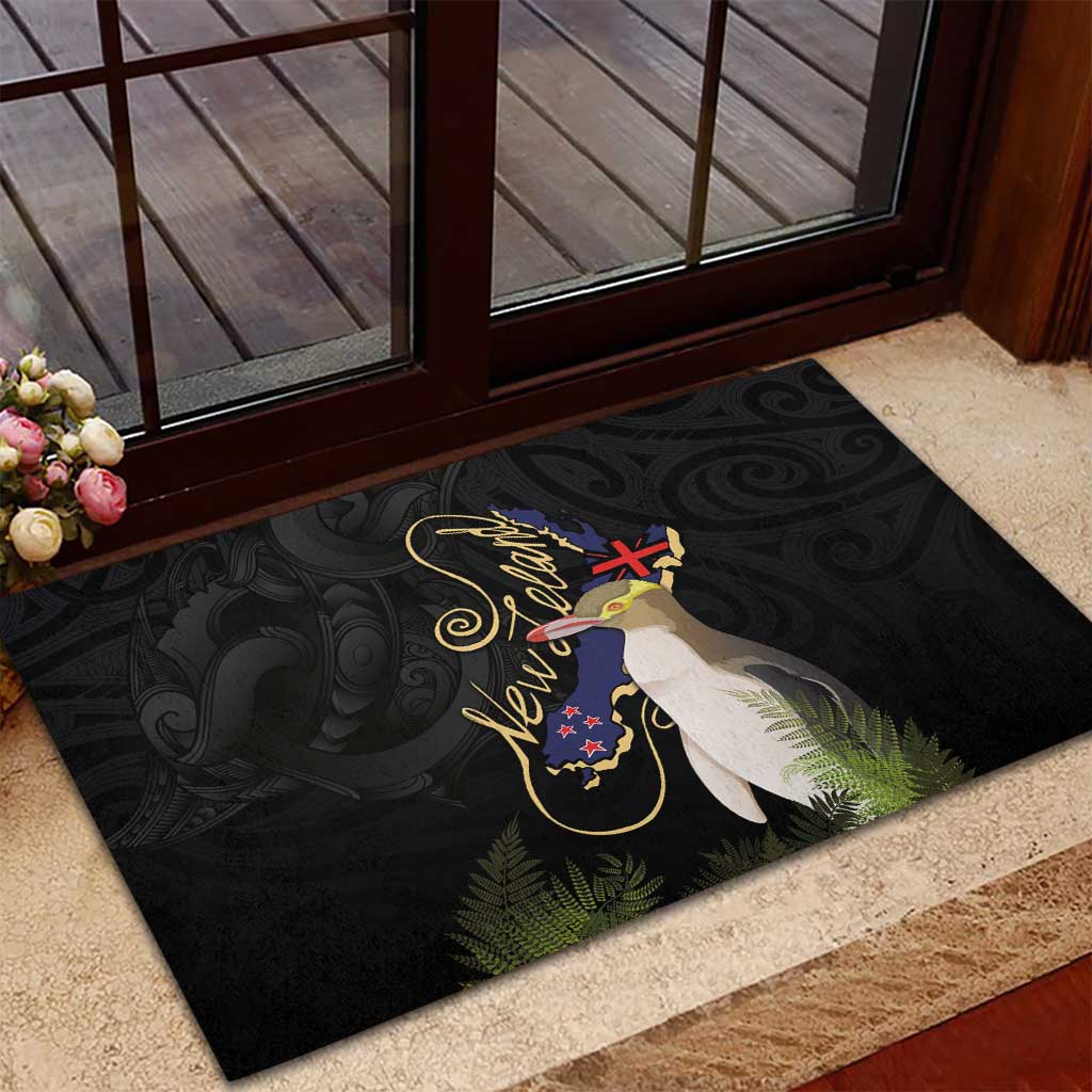 New Zealand Hoiho Rubber Doormat Maori Art Tattoo and Silver Fern LT03 - Polynesian Pride
