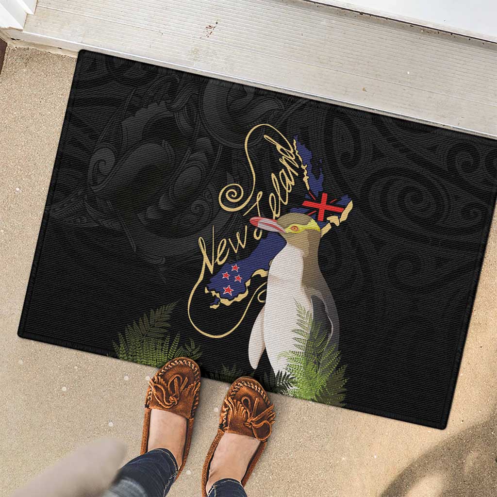 New Zealand Hoiho Rubber Doormat Maori Art Tattoo and Silver Fern LT03 - Polynesian Pride