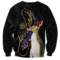 New Zealand Hoiho Sweatshirt Maori Art Tattoo and Silver Fern