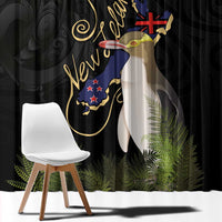 New Zealand Hoiho Window Curtain Maori Art Tattoo and Silver Fern LT03 - Polynesian Pride