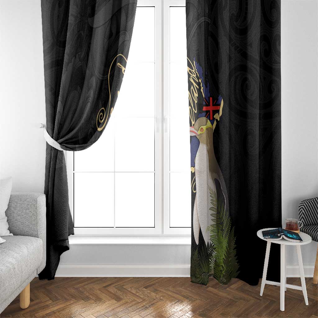New Zealand Hoiho Window Curtain Maori Art Tattoo and Silver Fern LT03 - Polynesian Pride