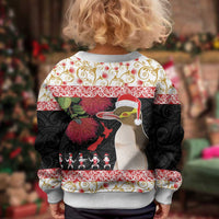 New Zealand Merry Christmas Kid Ugly Christmas Sweater Hoiho Xmas - Haka Dance and Pohutukawa