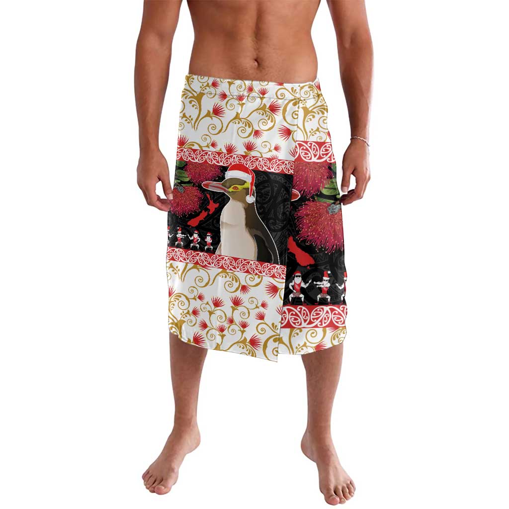 New Zealand Merry Christmas Lavalava Hoiho Xmas - Haka Dance and Pohutukawa LT03 White - Polynesian Pride