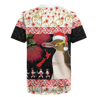 New Zealand Merry Christmas Rugby Jersey Hoiho Xmas - Haka Dance and Pohutukawa