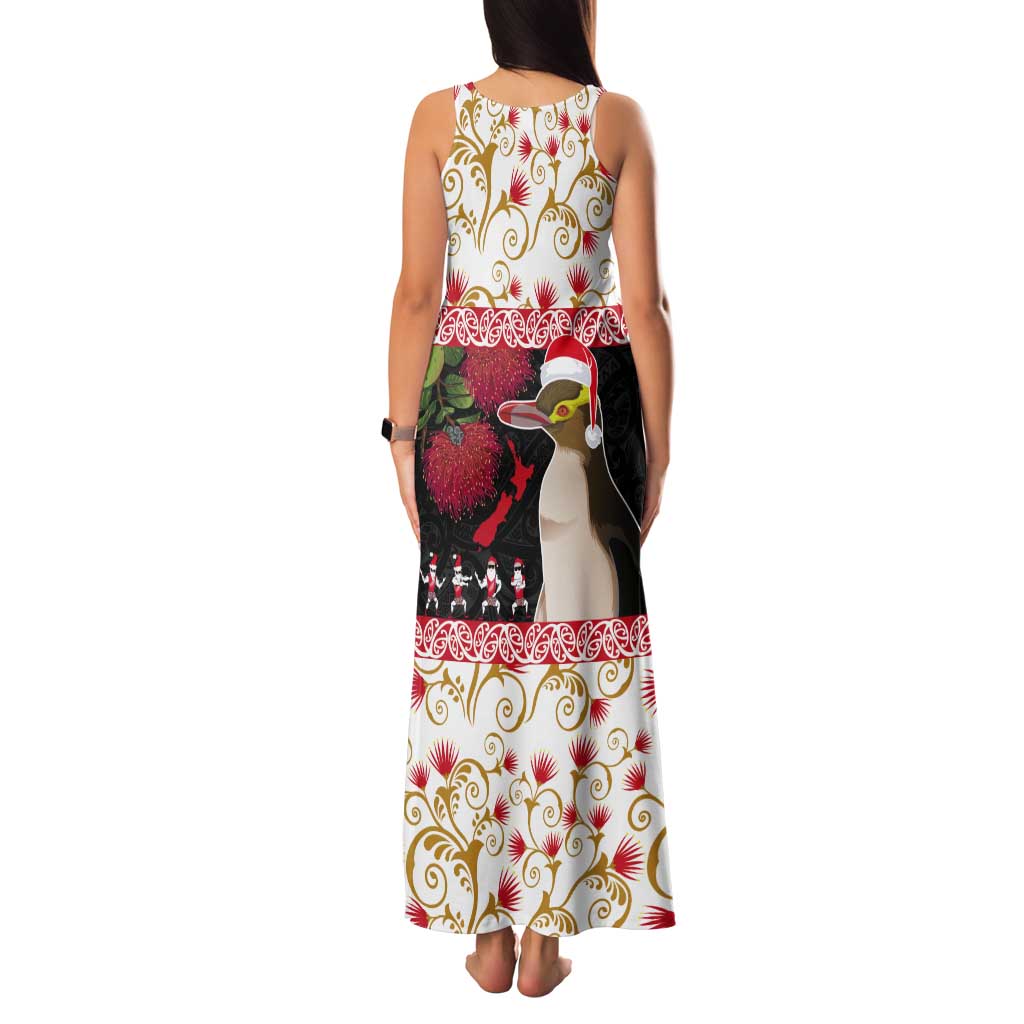 New Zealand Merry Christmas Tank Maxi Dress Hoiho Xmas - Haka Dance and Pohutukawa