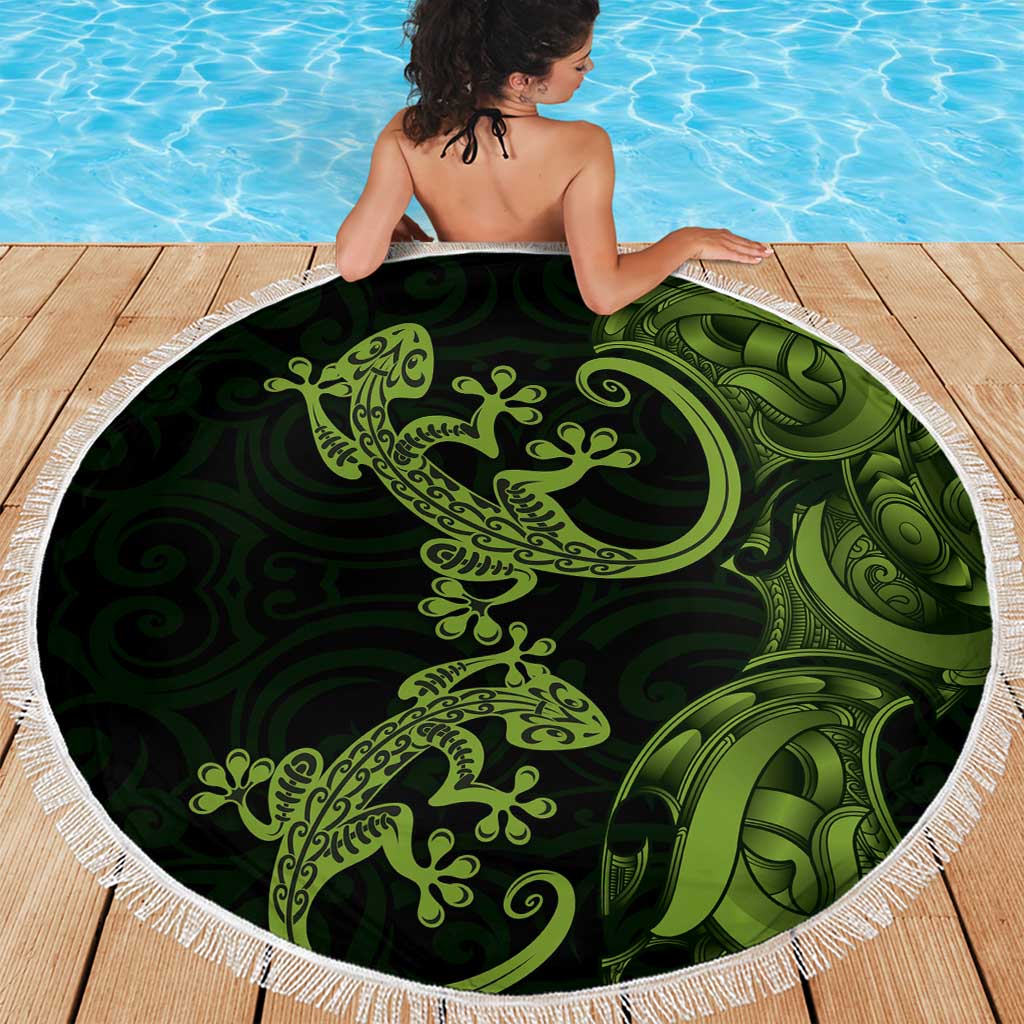 New Zealand Gecko Maori Art Tattoo Beach Blanket LT03 - Polynesian Pride