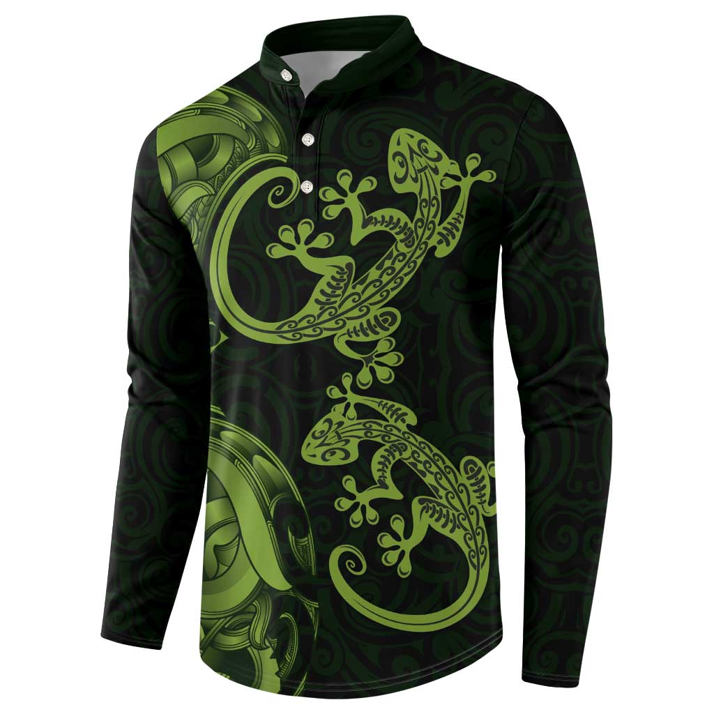 New Zealand Gecko Maori Art Tattoo Button Sweatshirt LT03 - Polynesian Pride