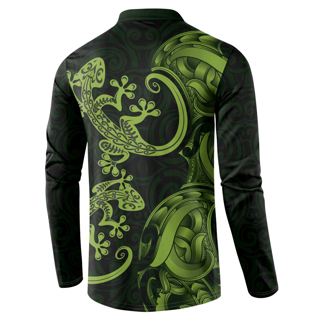 New Zealand Gecko Maori Art Tattoo Button Sweatshirt LT03 - Polynesian Pride