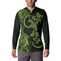 New Zealand Gecko Maori Art Tattoo Button Sweatshirt LT03 - Polynesian Pride