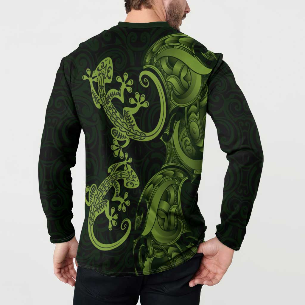 New Zealand Gecko Maori Art Tattoo Button Sweatshirt LT03 - Polynesian Pride