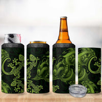 New Zealand Gecko Maori Art Tattoo 4 in 1 Can Cooler Tumbler