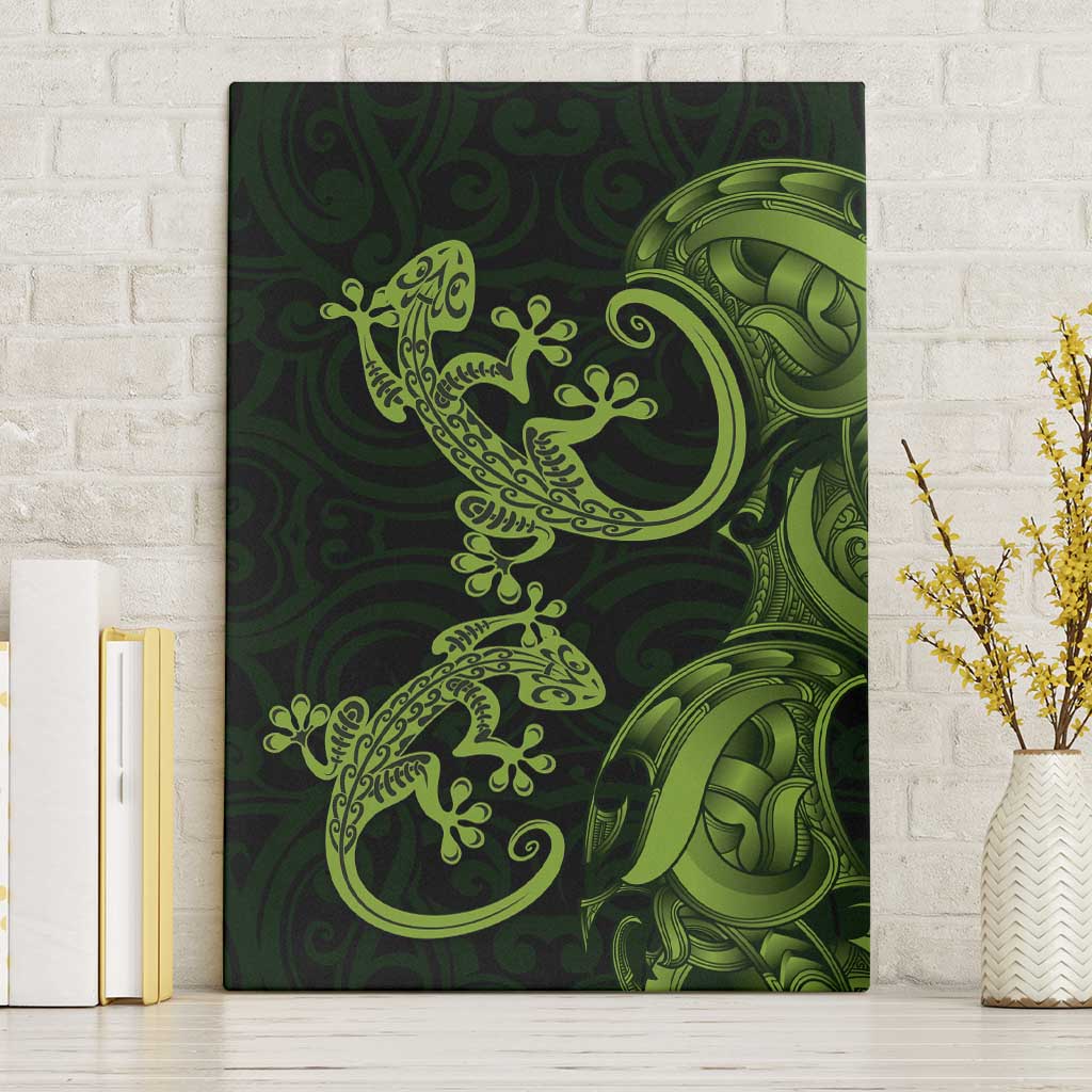 New Zealand Gecko Maori Art Tattoo Canvas Wall Art LT03 Without Frame Green - Polynesian Pride