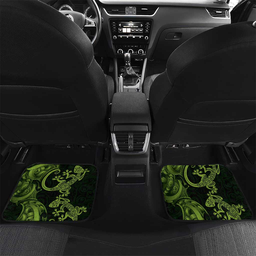 New Zealand Gecko Maori Art Tattoo Car Mats LT03 Set 2pcs - Back Green - Polynesian Pride