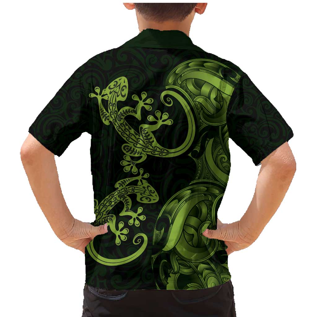 New Zealand Gecko Maori Art Tattoo Family Matching Mermaid Dress and Hawaiian Shirt